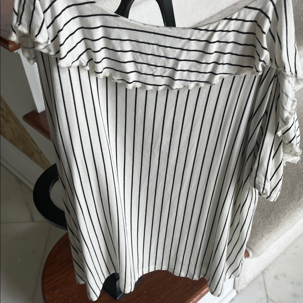 American Eagle Outfitters Black and White Striped Blouse